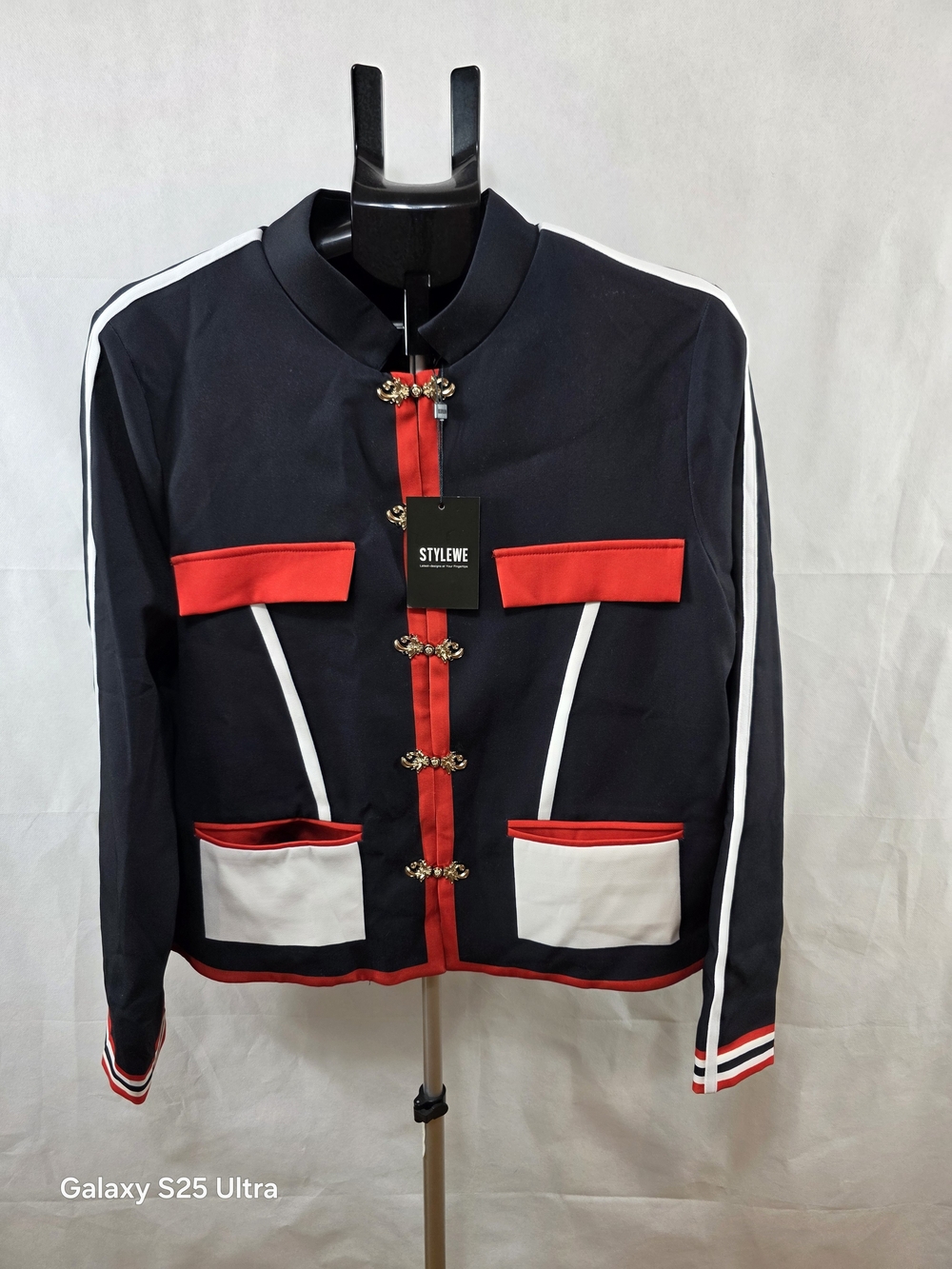 MILITARY STYLEWE Navy Jacket with Red & White Trim